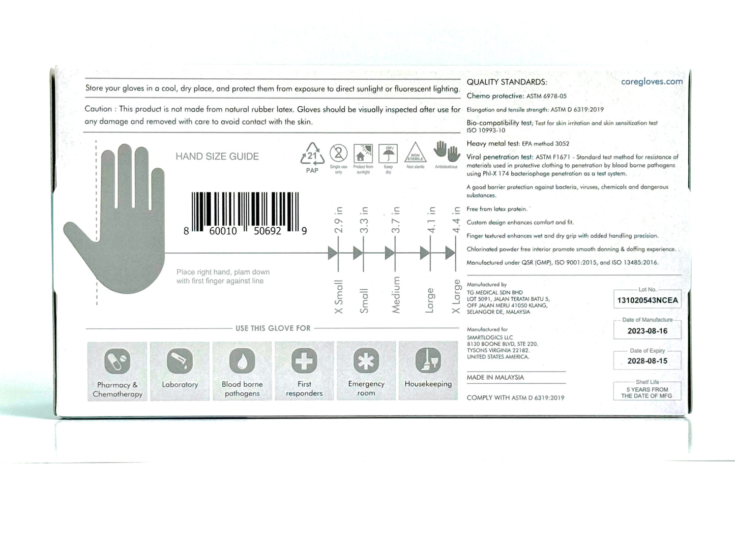 Nitrile Medical Exam Gloves - 9.5 inch cuff, Powder-Free, Latex-Free - Tested For Fentanyl, Chemo Drug and Chemicals Case - AQL 1.5 (1000 Gloves)