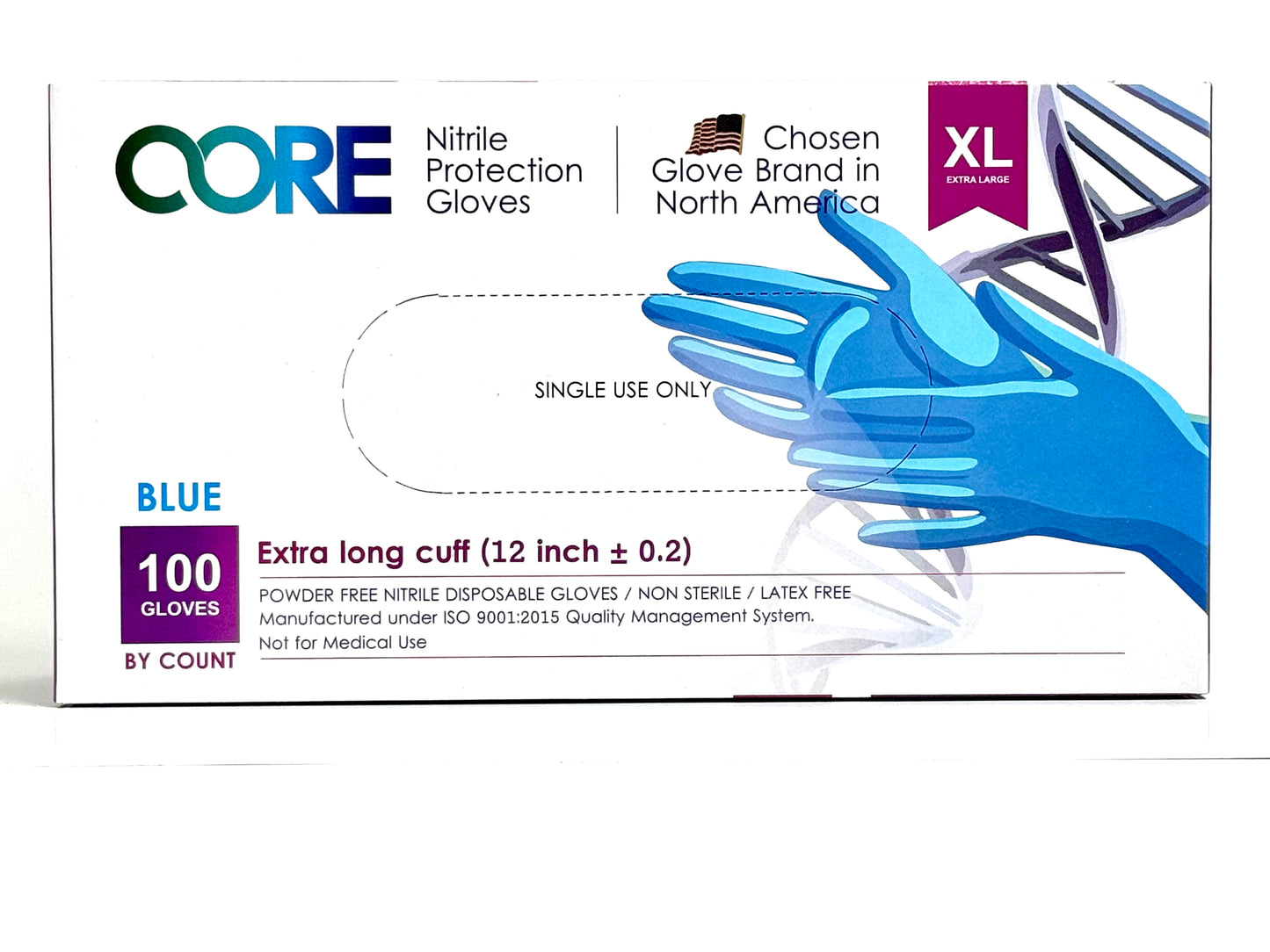 Nitrile Protection Gloves, 12 inch Long Cuff, Powder-Free, Latex-Free - Tested for Chemicals, Heavy Metals, Phthalates - Case (1000 Gloves)