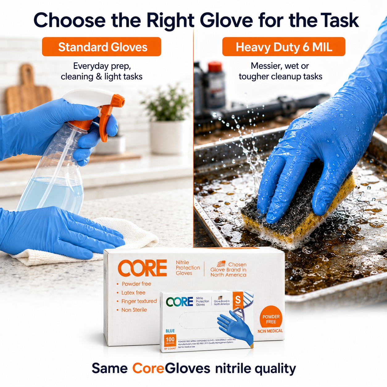 Heavy Duty - 6 Mil Long Cuff - Nitrile Industrial Gloves - Powder-Free, Latex-Free - 1000 Gloves