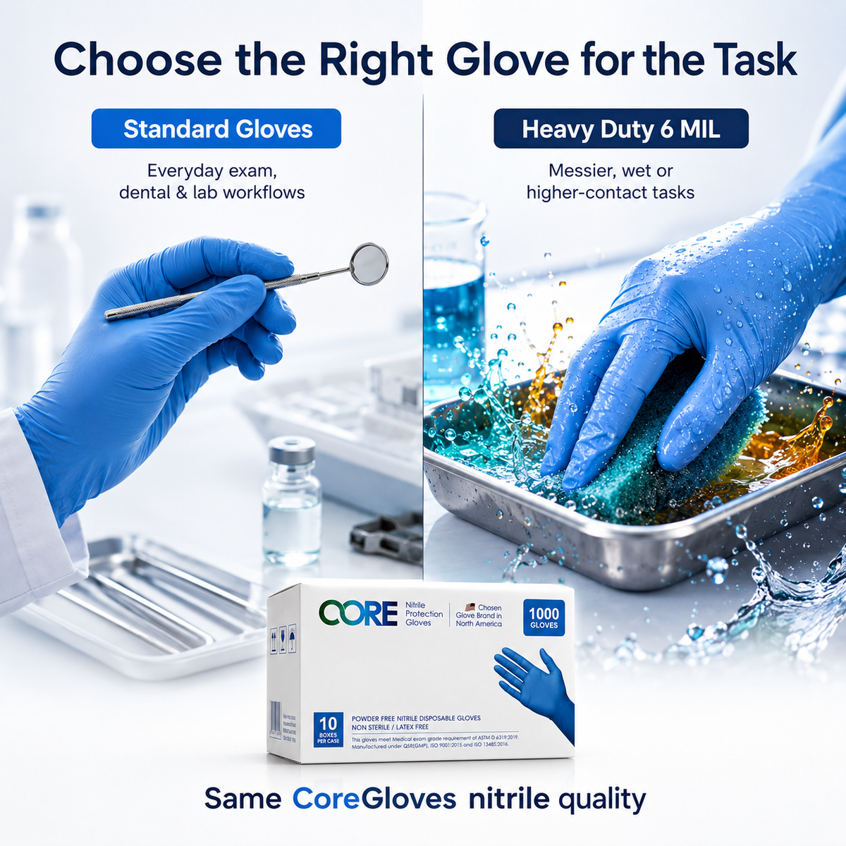 Standard 4 MIL - Nitrile Medical Exam Gloves Chemo rated Fentanyl tested-  Powder-Free, Latex-Free - 1000 Gloves
